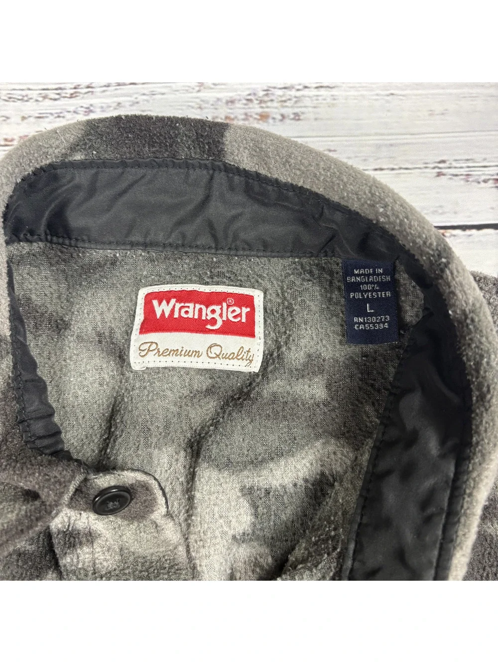 Wrangler Fleece Shirt Jacket Camo Polyester Gray Green Size Large